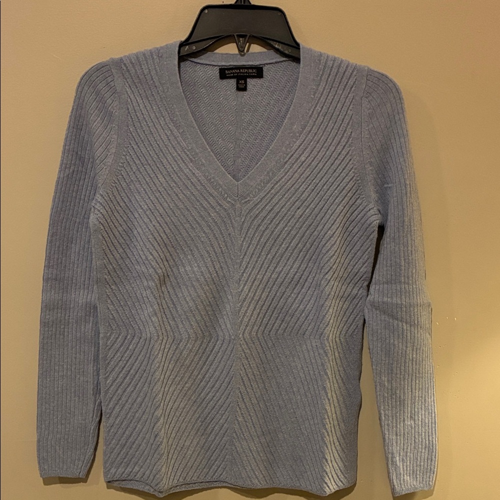 Banana Republic Soft Blue Ribbed Knit Sweater